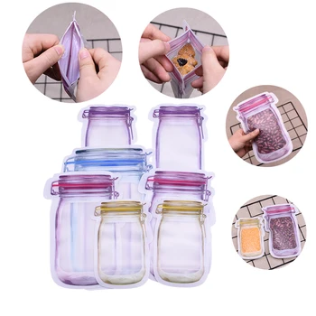 

Reusable Mason Jar Bottles Bags Nuts Candy Cookies Bag Seal Fresh Food Storage Bag Snacks Zipper Sealed Kitchen Organizer