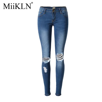

MiiKLN Women Jeans Pants 90% Cotton Plus Size Full Length Jeans For Womens Hold Fashion Ladies Trousers 34 To 44 Mid-Waisted