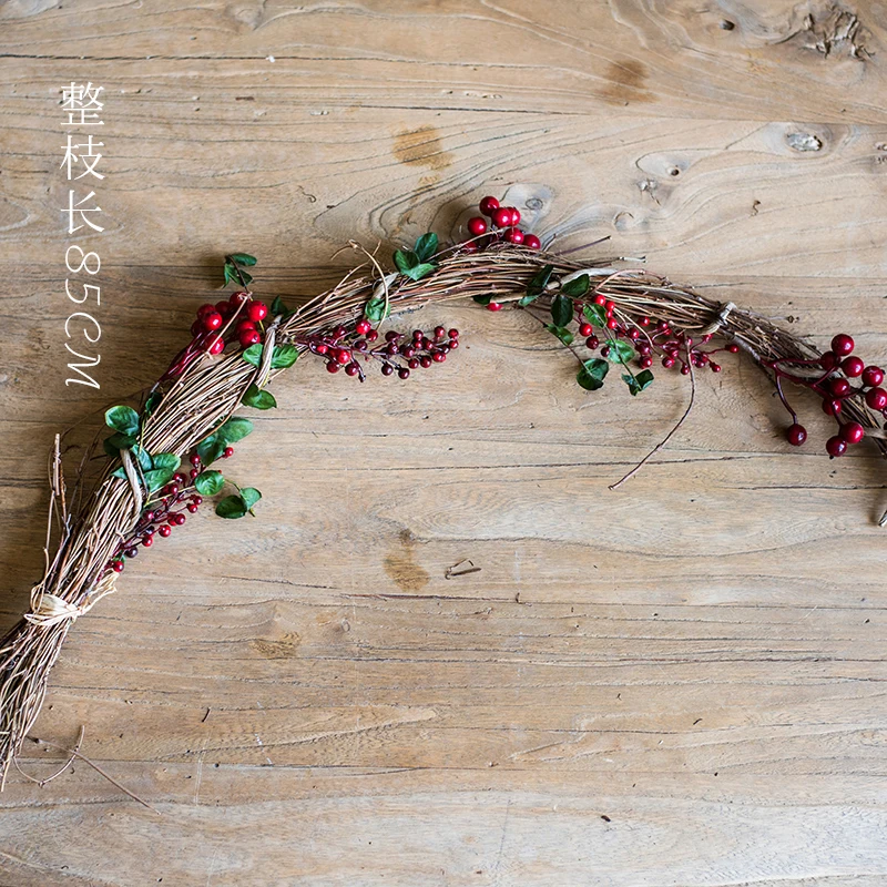 85cm length Rattan garland artificial plants leaves berry red peas branches wedding celebration christmas decoration