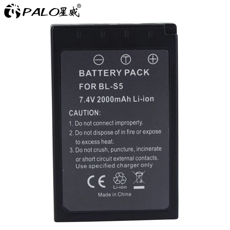2 шт перезаряжаемый аккумулятор для камеры BL-S5 S5 BLS5 7,4 V 2000mah литий-ионный аккумулятор для Olympus E-PL2/E-PL1s/EPL2EPLI2/EPL5 и т. Д