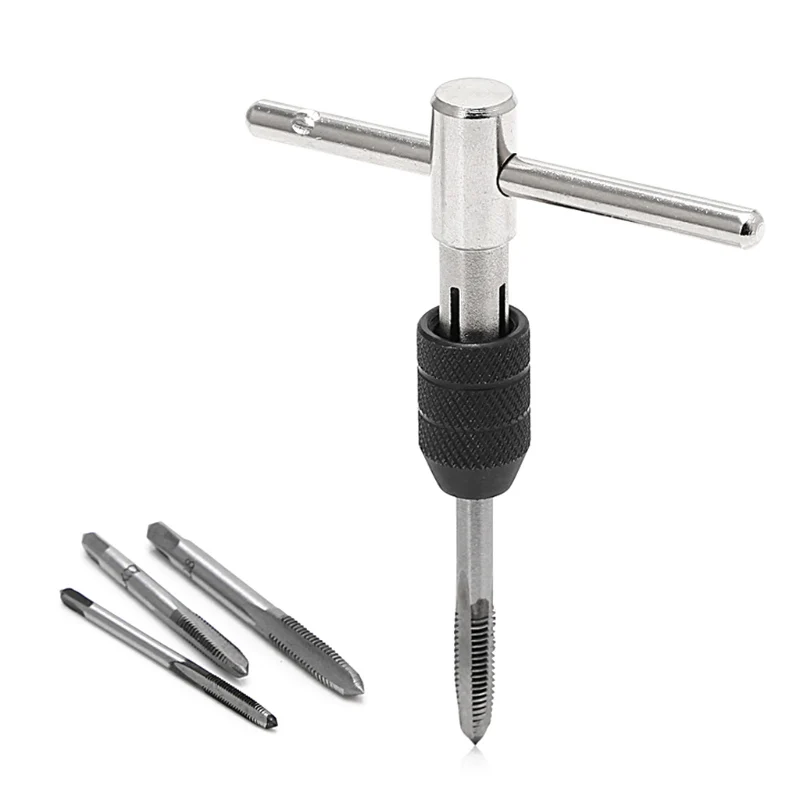 5 шт./компл. T тип машины ручные краны с винтовой резьбой Reamer M3/M4/M5/M6 Tap Set с поворотными сверлами и гаечным ключом