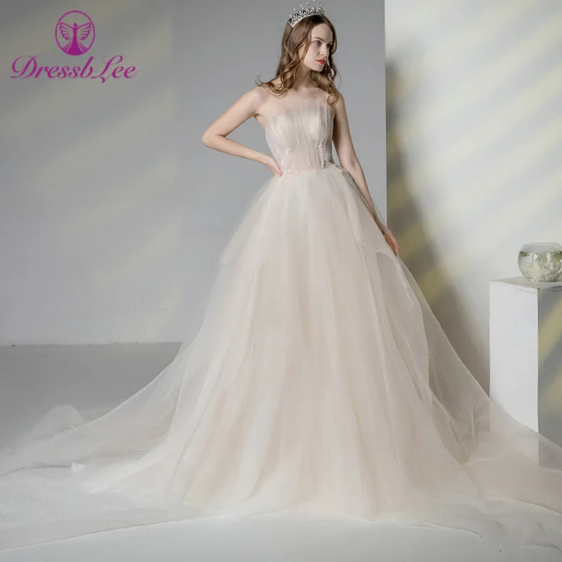 Новое поступление 2020 свадебное платье цвета слоновой кости с плиссированной