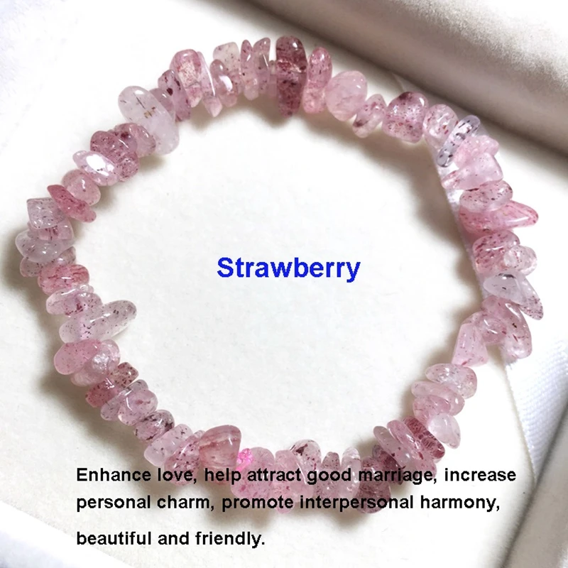 Strawberry Естественный неправильной формы браслет с драгоценным камнем стрейч чип бусины самородки Амазонит Роза Кристалл Кварцевые браслеты для женщин - Окраска металла: Strawberry