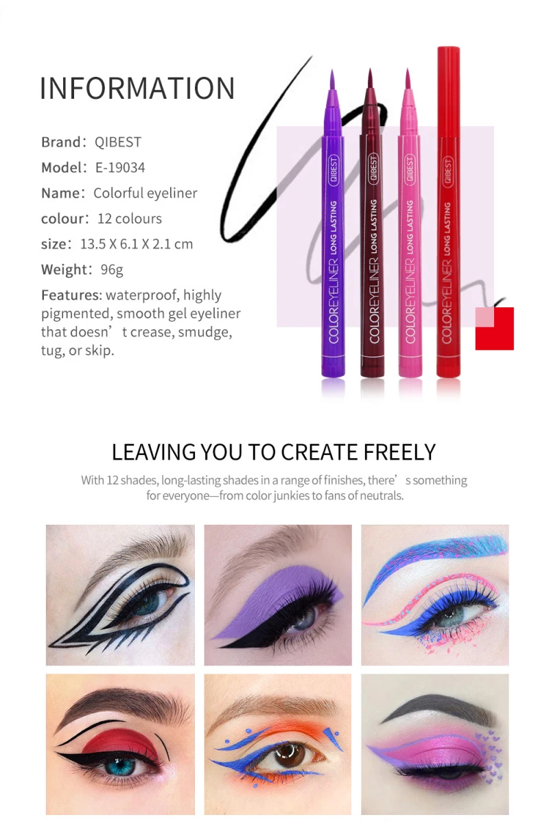 QIBEST Liquid Eyeliner Professional Eyeliner Pen Waterproof Not Blooming Long-lasting Eye Liner Pencil Makeup Tools 12 Style QIBEST Liquid Eyeliner Professional Eyeliner Pen Waterproof Not Blooming Long-lasting Eye Liner Pencil Makeup Tools 12 Style