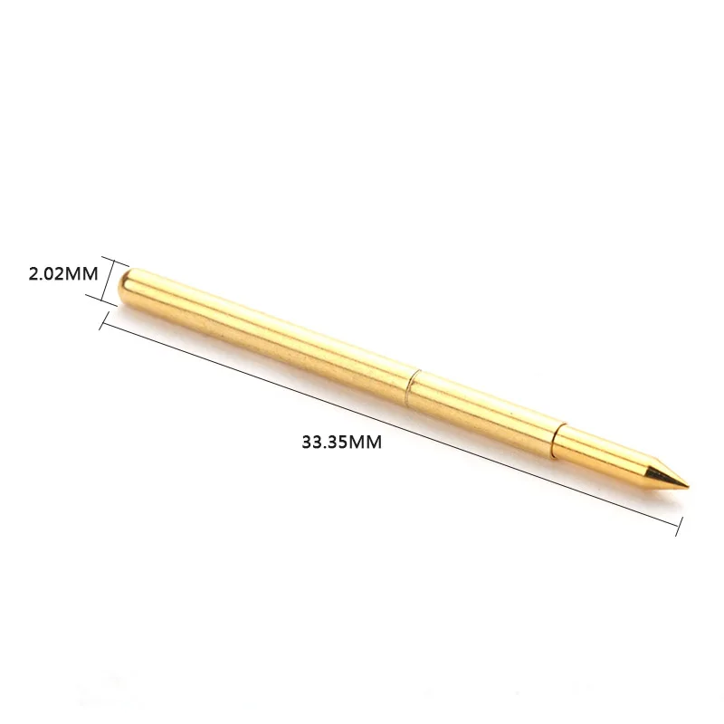 

100Pcs Metal Brass Needle Plated Spring Compression Test Probe PA125-B Tool Instrument Diameter 2.02 mm Length 33.35mm