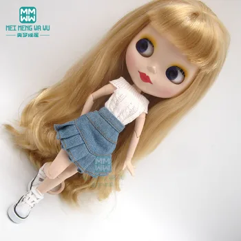 

Doll Clothes white Sweater + denim skirt + sneakers for 28cm Blyth Azone1/6 doll accessories