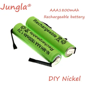 

Original 1.2V AAA rechargeable battery 1800mah AAA ni-mh cell with welding tabs pins flat top toys cordless phone + DIY nickel