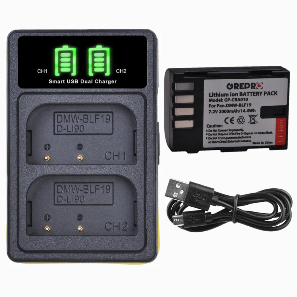 DMW-BLF19 DMW BLF19e BLF19 Battery + Build-in USB Charger with Type-c for Panasonic Lumix GH4 DC-G9 DC-GH5 GH3 DMC-GH3K DMC-GH4K |