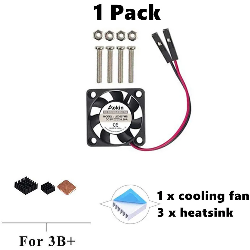 1 pack for RPI 3 3B Raspberry Pi 4 вентилятор, Raspberry Pi охлаждающий вентилятор DC 5V Бесщеточный Охлаждающий вентилятор с радиатором Raspberry Pi для Raspberry Pi 4 Модель B 3 - Цвет: 1 pack for RPI 3 3B