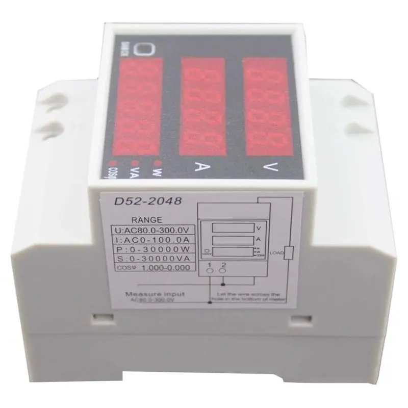 

D52-2048 DIN Rail Digital Voltage Current Voltmeter Power Meter Ammeter