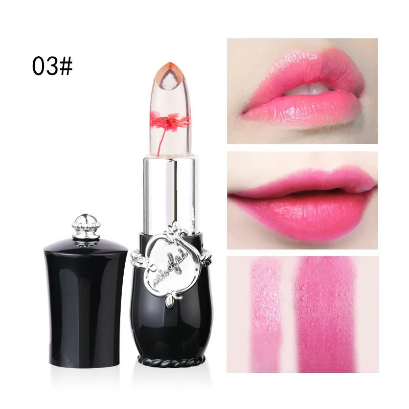 Transparent Jelly Flower Lipstick Temperature Changed Color Waterproof Lip Stick Moisturizer Long-lasting Lipstick Makeup - Цвет: 3