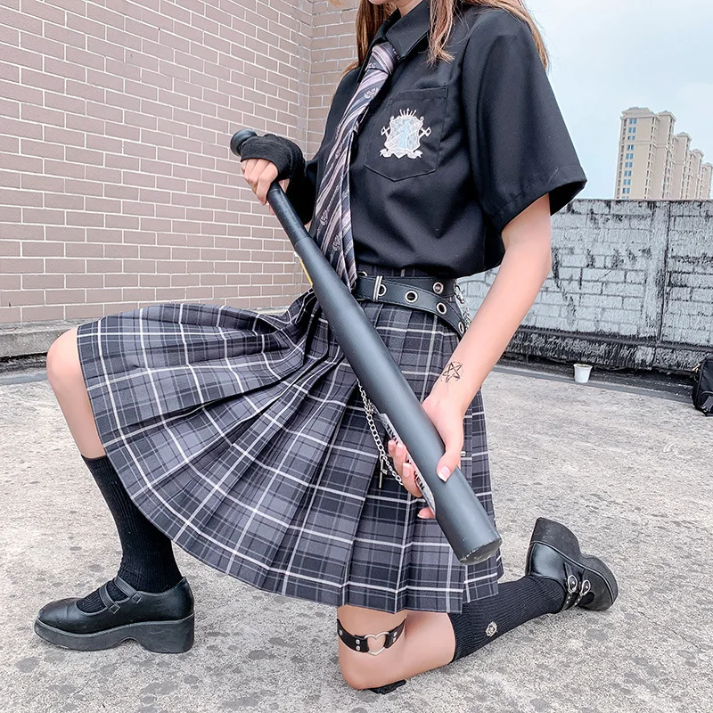 QRWR New Summer Women Skirts 2021 High Waist Girl's Pleated Skirt Japanese Style Ladies Sweet Plaid Mini Skirts for Women