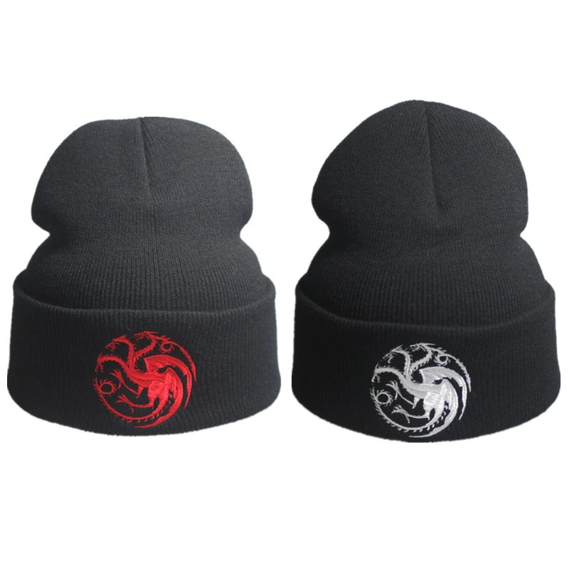 Movie Game Of Thrones Hat Cosplay Autumn Winter Targaryen Dragonlord Embroidery Knitted Hat Black Woolen Cap Men Women Christmas Boys Costume Accessories Aliexpress