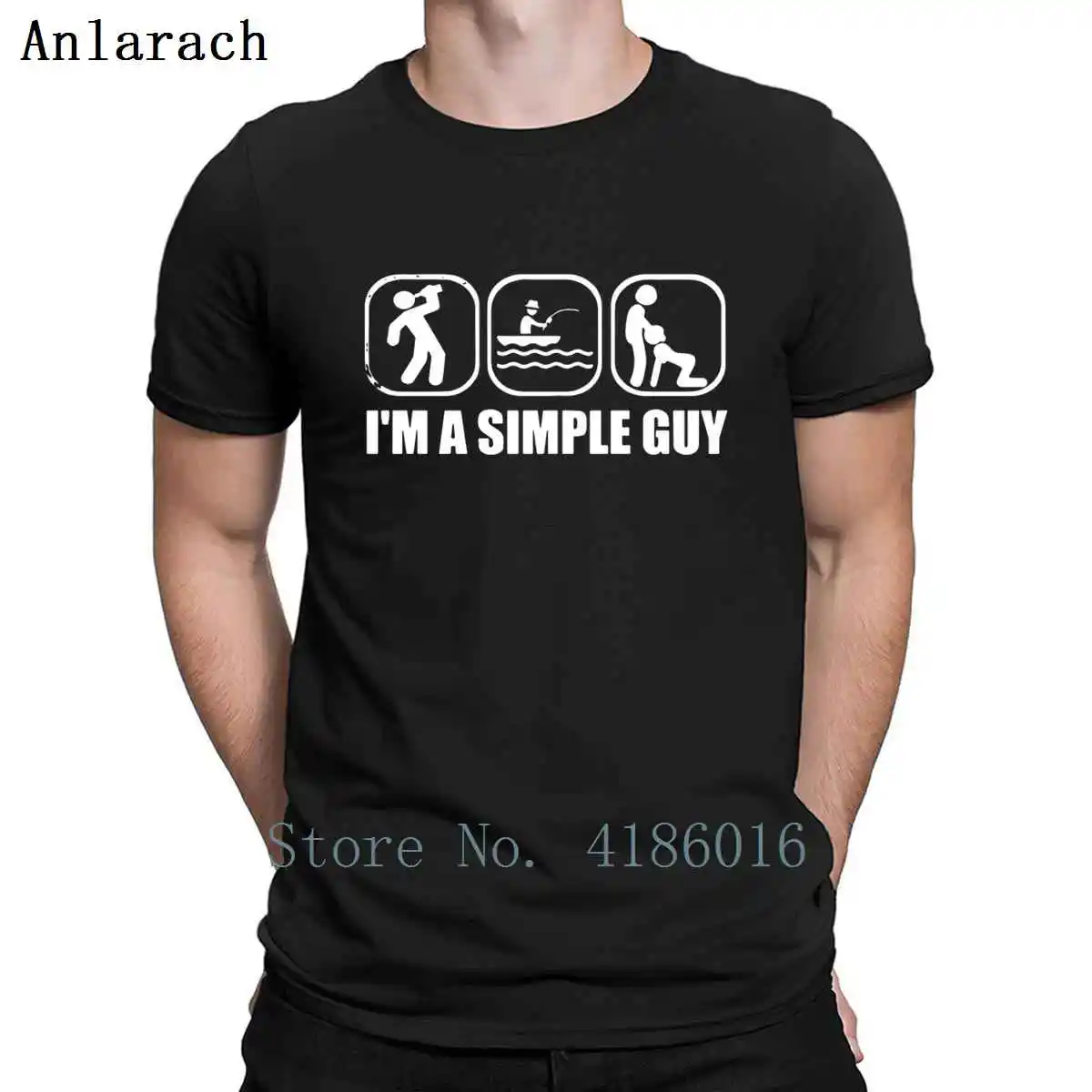 I Am A Simple Guy Fishs T Shirt Natural Round Collar Famous Printing Spring Autumn Cotton Funny Original | Мужская одежда