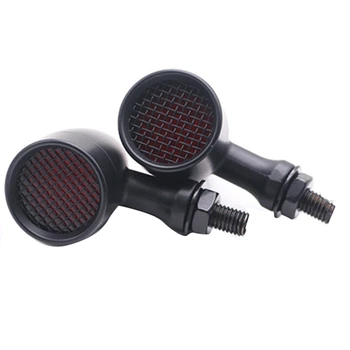 

Motorcycle Retro Grid Turn Signal Light LED Brake Light Metal Shell Blinkers Flashers for Honda Yamaha