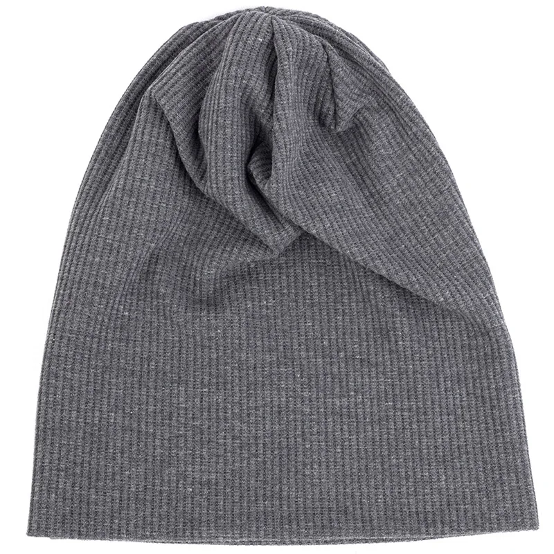 Теплая мягкая хлопковая шапочка, модная шапка унисекс в стиле хип-хоп для зимы и осени, трикотажное эластичное женское джентльменское Кепка с черепом - Цвет: dark gray