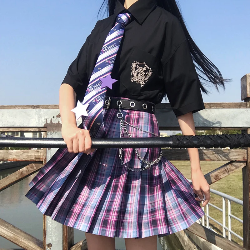 Плиссированная клетчатая юбка в стиле панк ulzzang Harajuku Женская Сексуальная