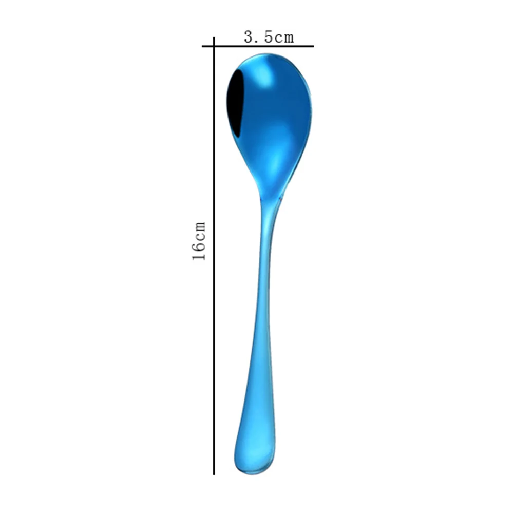 New 1Pc Kitchen Stainless Steel Spoon Coffee Tea Cream Cocktail Stirring Spoons Cutlery Soup Spoons Kitchen Accessories