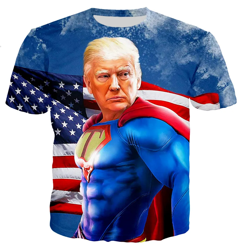Новые модные крутые футболки с 3D принтом Дональда Трампа для мужчин и женщин