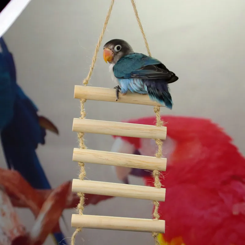New Small Parrot Rat Toy Bridge Ladder Hamster Bird Cage Wooden Hanging Swing Hammock Standing