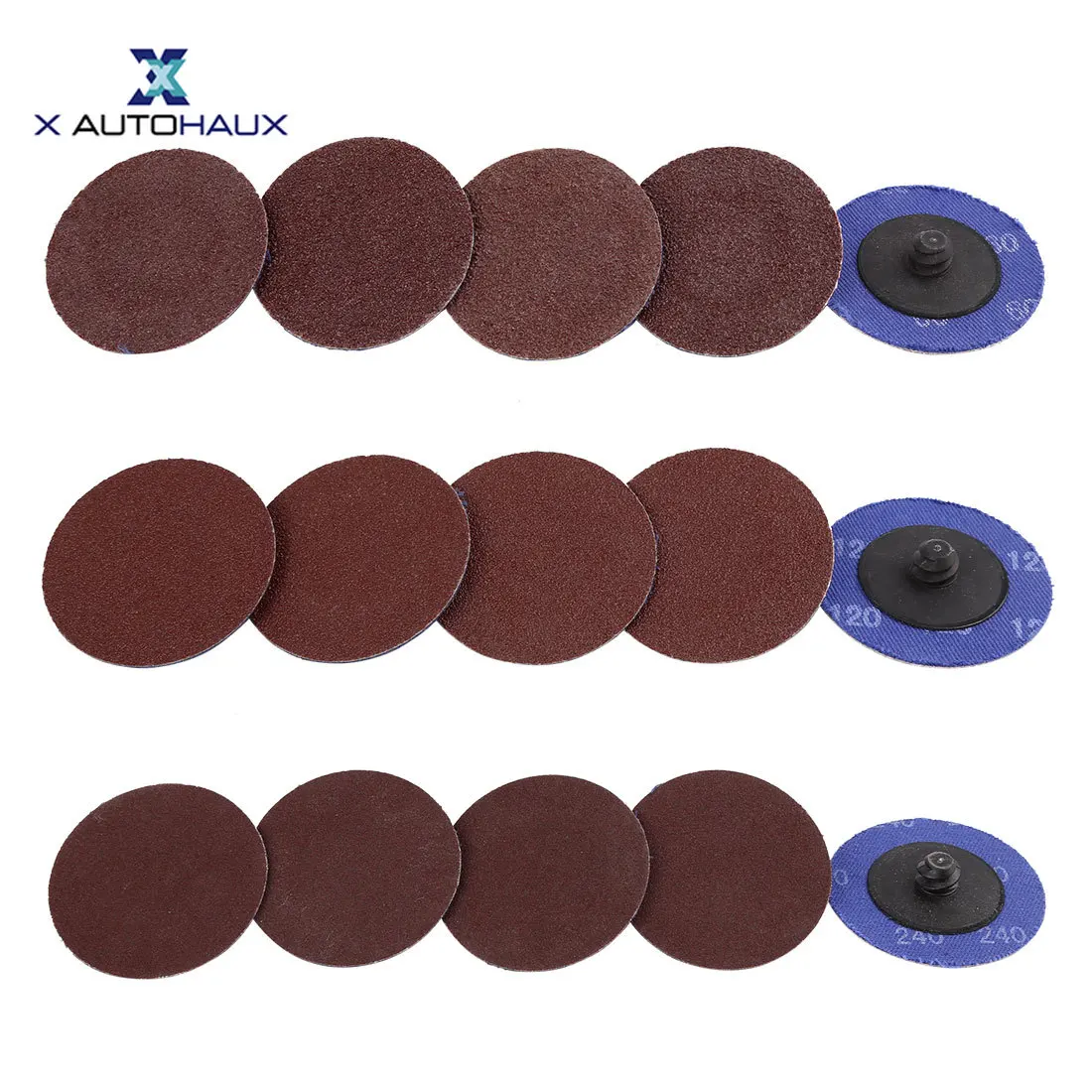 

X Autohaux 30-80 Pcs 2 Inch Roll Lock Sanding Grinding Discs 60 80 120 240 Grit for Car Polishing and Rust Removal