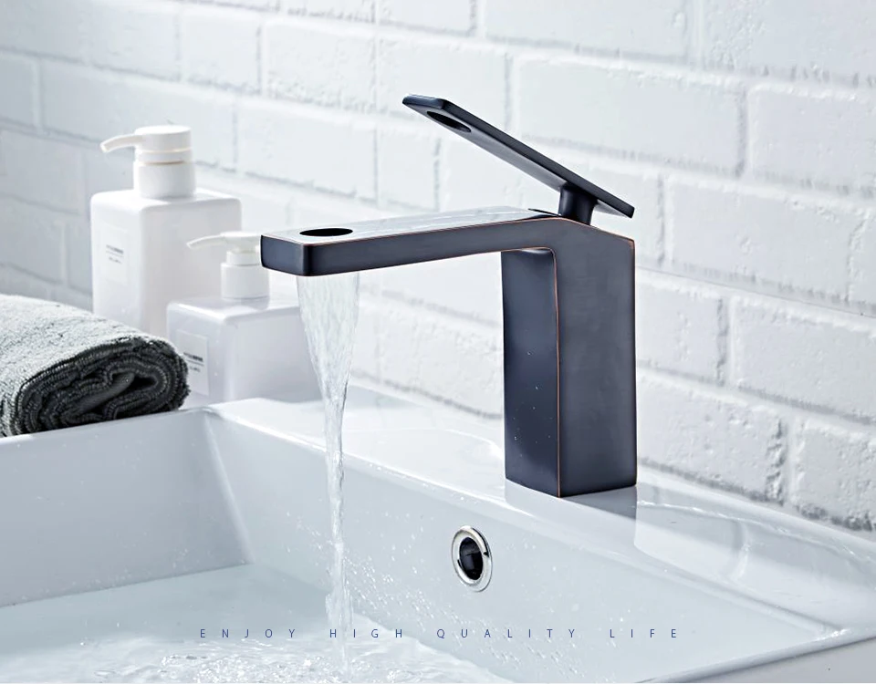Azeta Basin Faucet ORB Brass Faucet Deck Mounted Basin Grifo Hot and Cold Water Tap Single Handle Bathroom Sink Mixer AT7206BD
