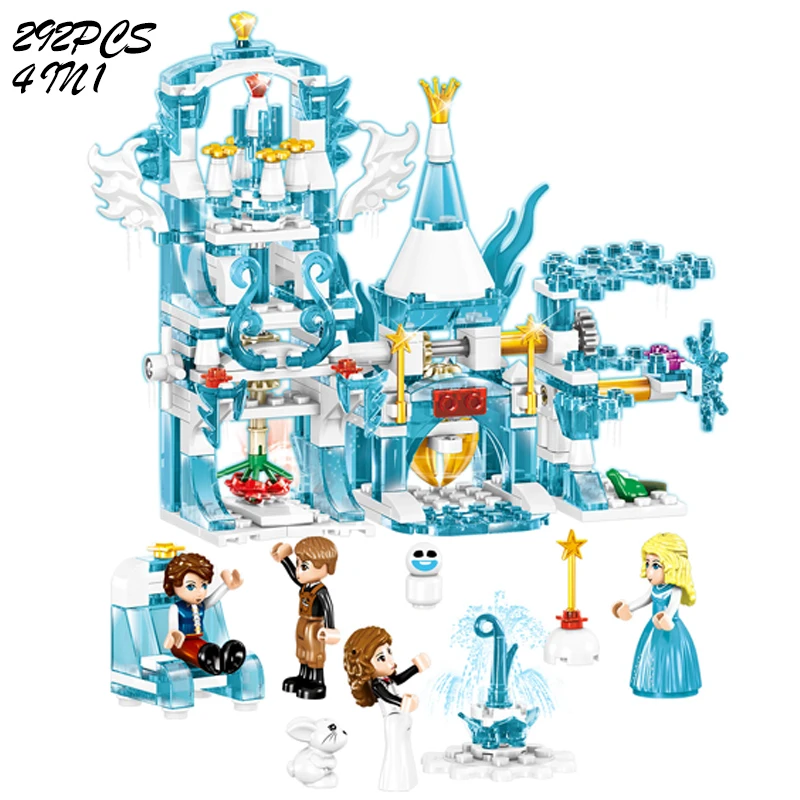 

Disney Frozen Snow World Series The Elsa`s Magical Ice Castle Set girls Model Building Blocks Bricks Toys Girl friend compatible