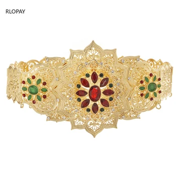 

Ethnic Russia Trendy Caftan Wedding Belt Jewelry For Women Crystal Waist Chain Gold Plating Luxury Bridal Gifts