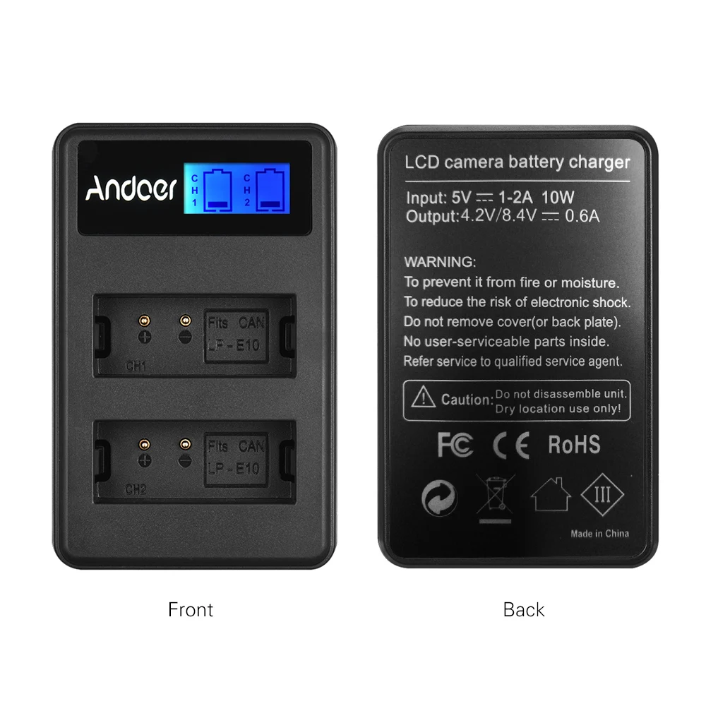 

Camera Battery Charger LCD2-LPE Compact Dual Channel LCD Camera Battery Charger for Canon EOS Rebel EOS 1100D EOS 1200D