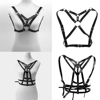

Women Goth Lingerie Elastic Harness Cage Bra Cupless Bandage Body Chain Belt for Underwear Nightwear Sleepwear