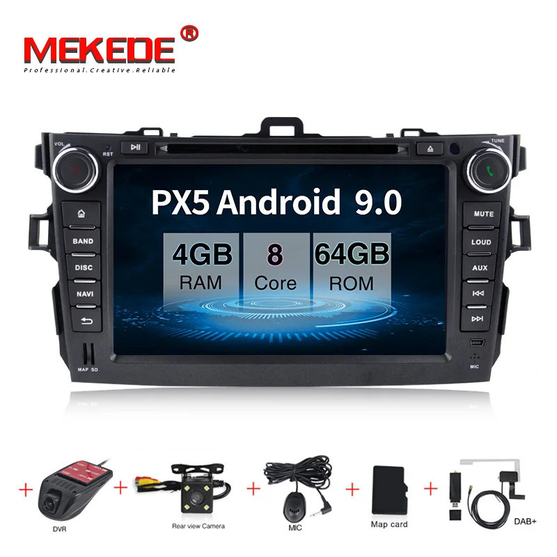 MEKEDE Android9.0 4G ram 64G rom HD экран 1024*600 автомобильный DVD для toyota corolla 2006-2011 с wifi 4G Радио RDS ipod