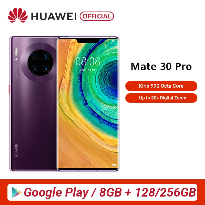 Официальный huawei mate 30 Pro 8G 128G 256G мобильный телефон Kirin 990 40MP Тройная камера s 32MP