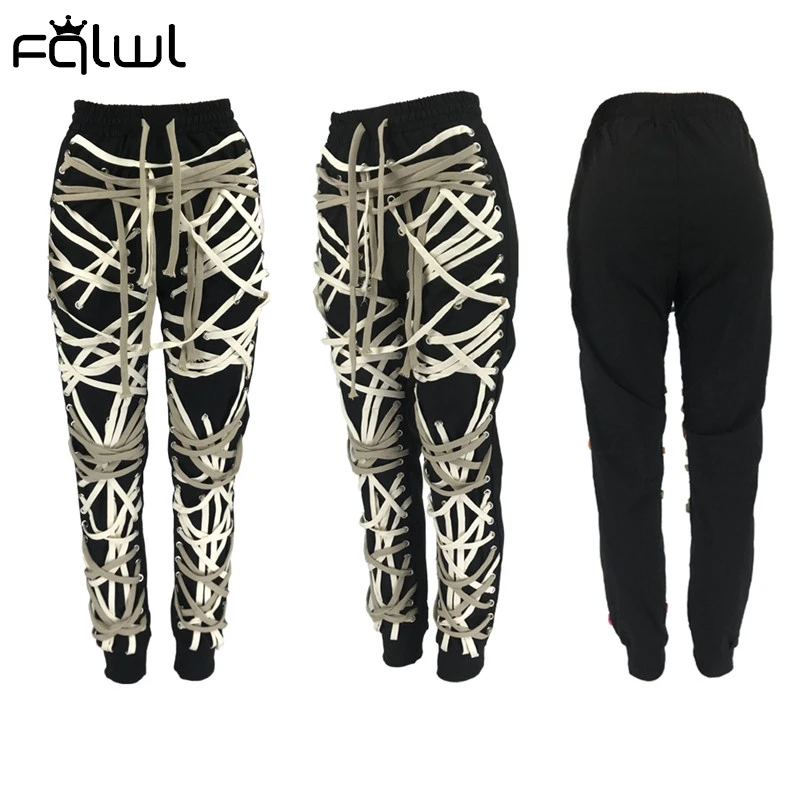 Fqlwl womens high waisted harem pants black and white jogger pants