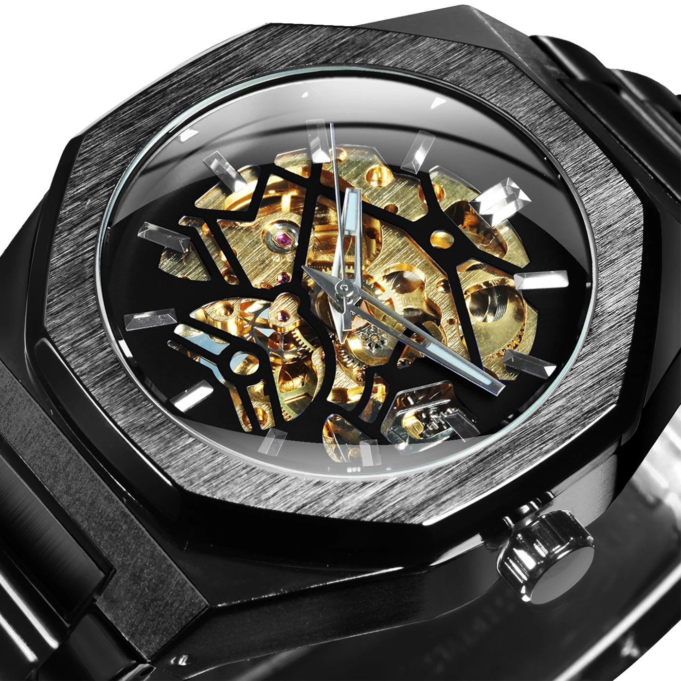 Photo Product WINNER Fashion Men's Watches Top Brand Luxury Mechanical Watch For Men Casual Wrist Watches Stainless Steel Strap Chic Relogio