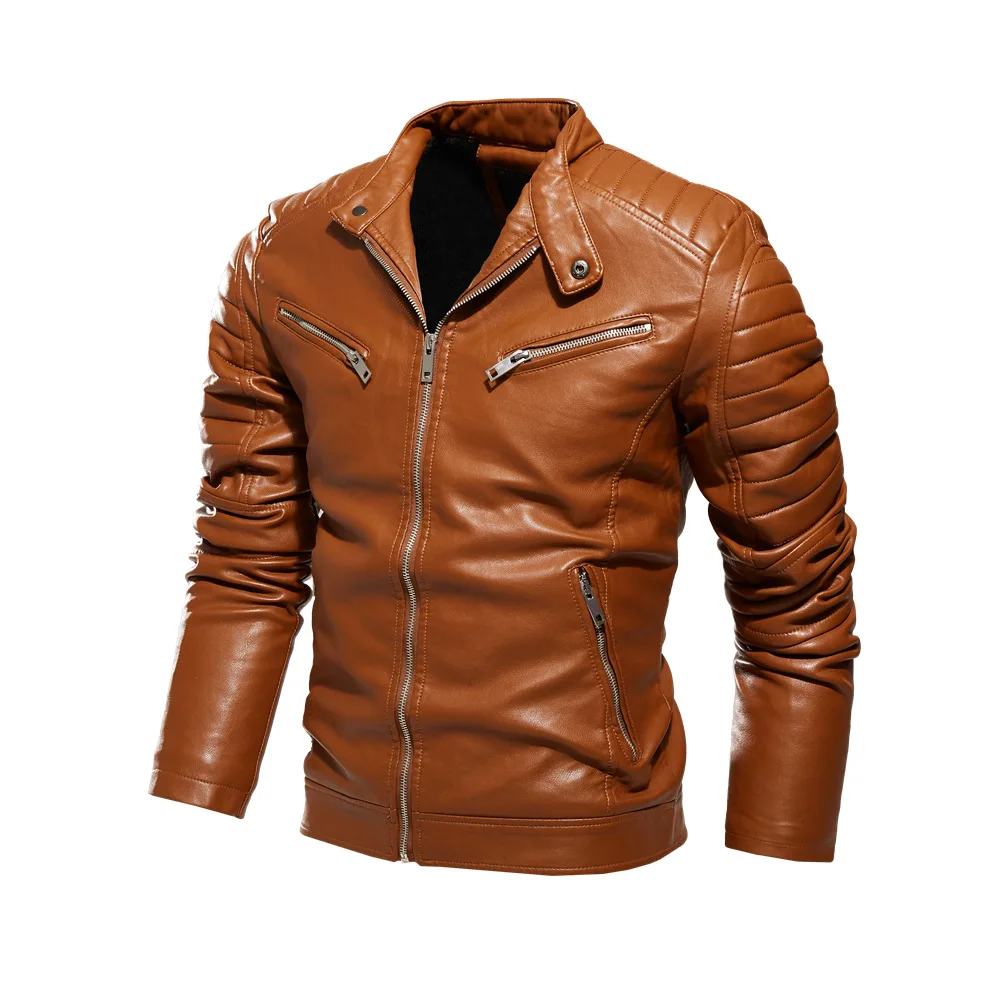 Stand Collar Street Knights Casual Leather Jacket 4