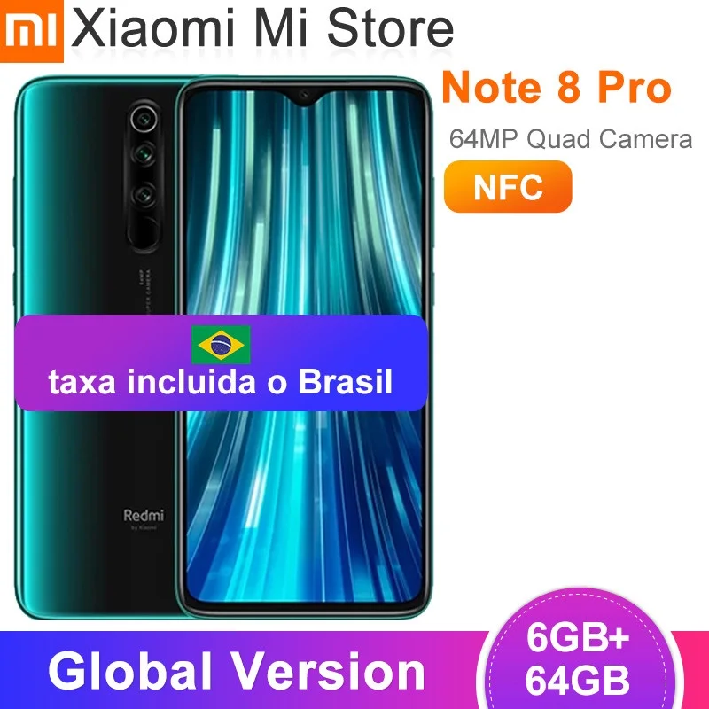 Глобальная версия Xiaomi Redmi Note 8 Pro 6 ГБ 64 Гб Смартфон 6,53 "Helio G90T Octa Core 64-мегапиксельная четырехъядерная камера 4500 мАч батарея NFC сотовый телефон Глобальная версия Xiaomi Redmi Note 8 Pro 6 ГБ 64 Гб Смартфон 6,53 "Helio G90T Octa Core 64-мегапиксельная четырехъядерная камера 4500 мАч батарея NFC сотовый телефон