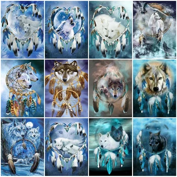 

Evershine 5D DIY Diamond Painting Wolf Cross Stitch Kit Full Square Round Diamond Embroidery Animal Mosaic Rhinestone Art