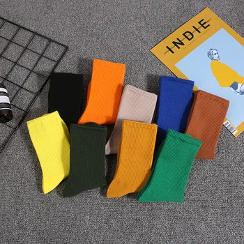 

Korean Version of Harajuku Solid Color Wild Pile Cute Socks Japanese Kawaii Spring and Summer College Style Funny Socks Women