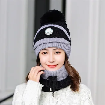 

Purple woman warm winter hat Black Anti fog lady Wool cap Warm knitted hat Button red mask hat with valve