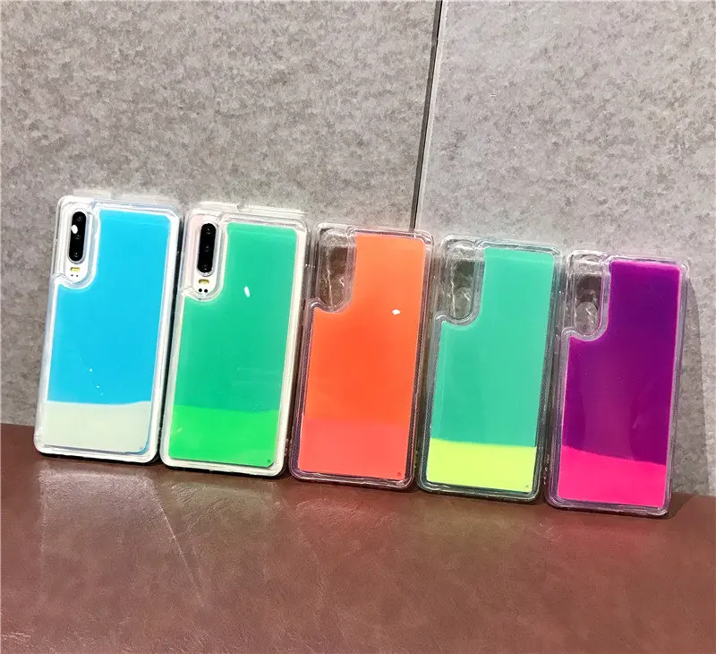 

10pcs/lot For Huawei P20/P30Lite Mate20pro P30pro Luminous Shine Quicksand Phone Case Fluorescent color Cover Shell Protection
