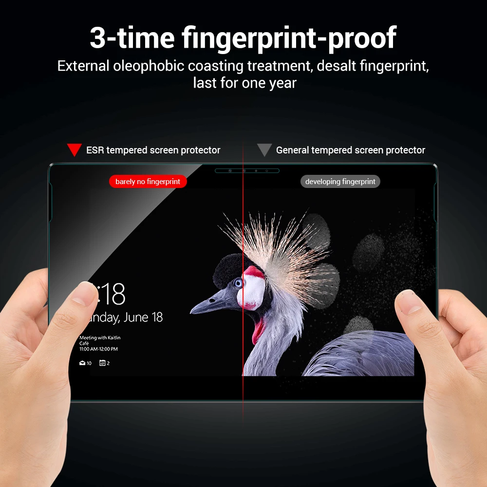 ESR Экран протектор для microsoft Surface Pro 4/5/6/7 коврик с уровнем твердости 9H Стекло усовершенствованная, от взрыва, поверхности полное покрытие закаленное Стекло пленка