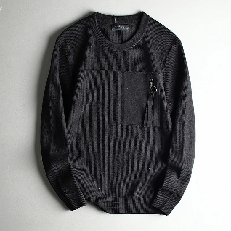 Брендовый дизайнерский свитер с карманами на молнии, мужской осенний Модный вязаный пуловер и свитер для мужчин, одежда высокого качества