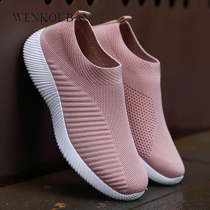 Flat Shoes Women Sock Sneakers Fashion Ladies Slip on Loafers Spring Vulcanize Shoes Female Air Mesh Sneakers Tenis Feminino