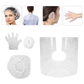 

10PC Disposable Hair Coloring Tool Four-piece Set Shower Cap Earmuffs Gloves Shawl Girth Tools HOT