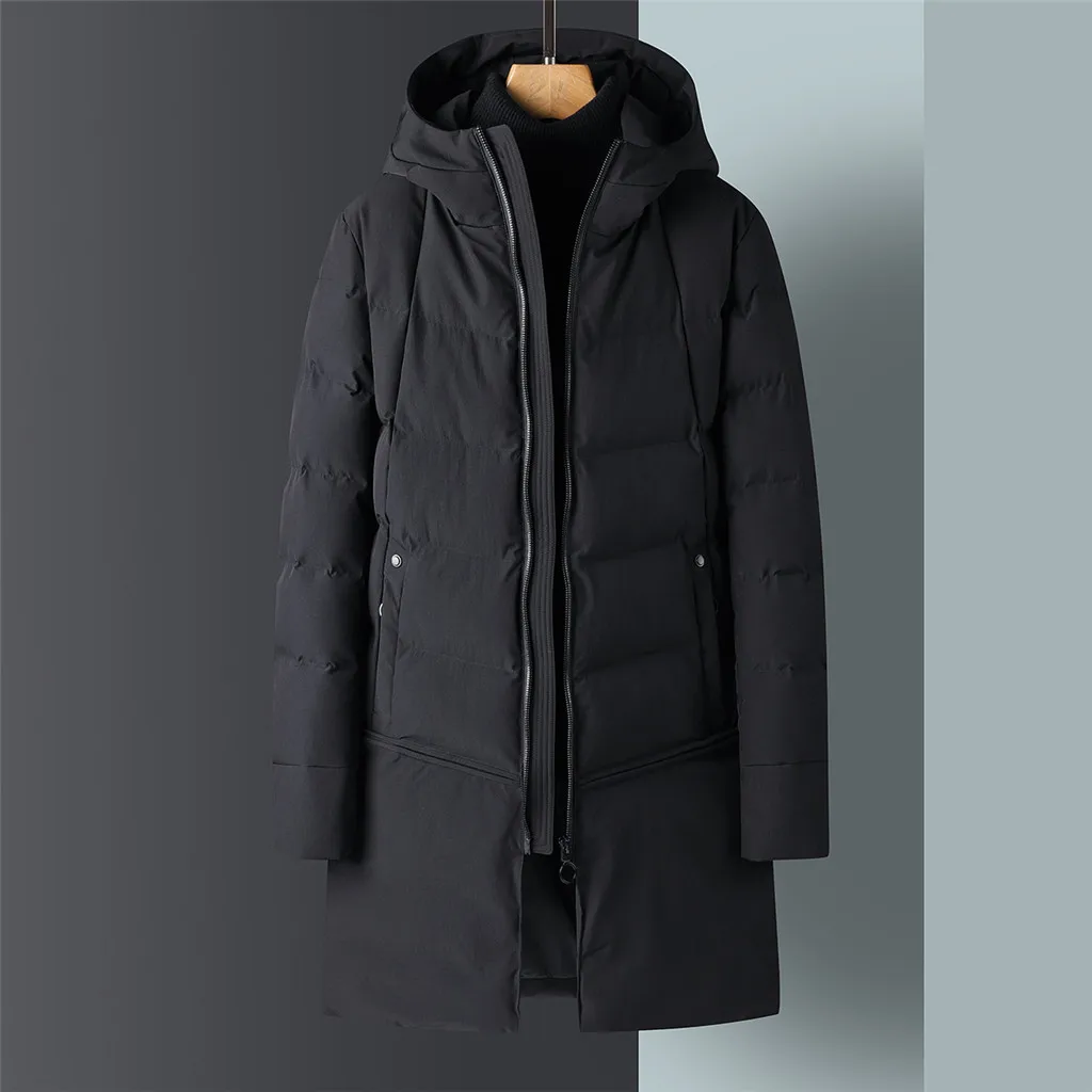 Мужской пуховик, зимнее пальто с капюшоном, ветронепроницаемое пальто, мягкое длинное пальто, утолщенное теплое пальто для мужчин Gh4