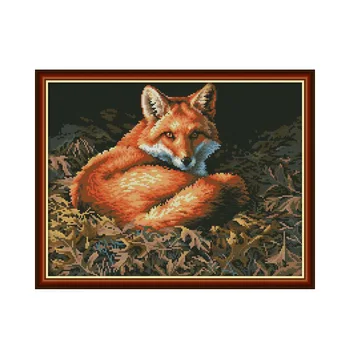 

The fox Pattern Counted 14CT and 11CT Pre-Printed Cross Stitch Kits DIY Handmade For Embroidery Beginner Home Decor Needlework