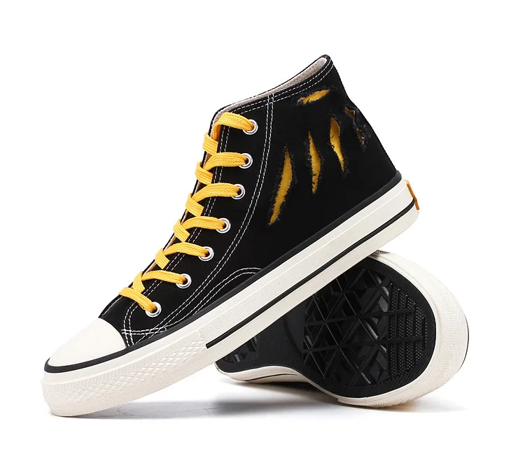 

Autumn Fashion High-top Yellow Canvas Shoes Men Solid Color Breathable Males Casual Sneakers Unique Tailoring Design Men Shoes