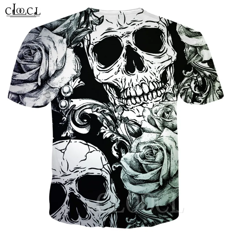 Ретро футболка с изображением черепа ужасов 3D топы принтом аниме роза череп