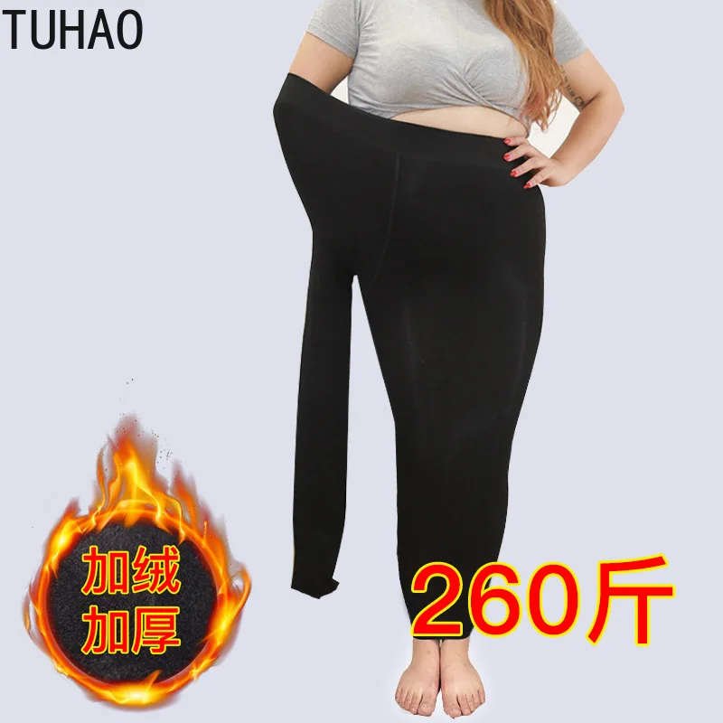 TUHAO Winter Large Size Women's Plus Size Velvet Thick Leggings Warm Pants Elastic High Waist Leggings High Quality Legging WM18