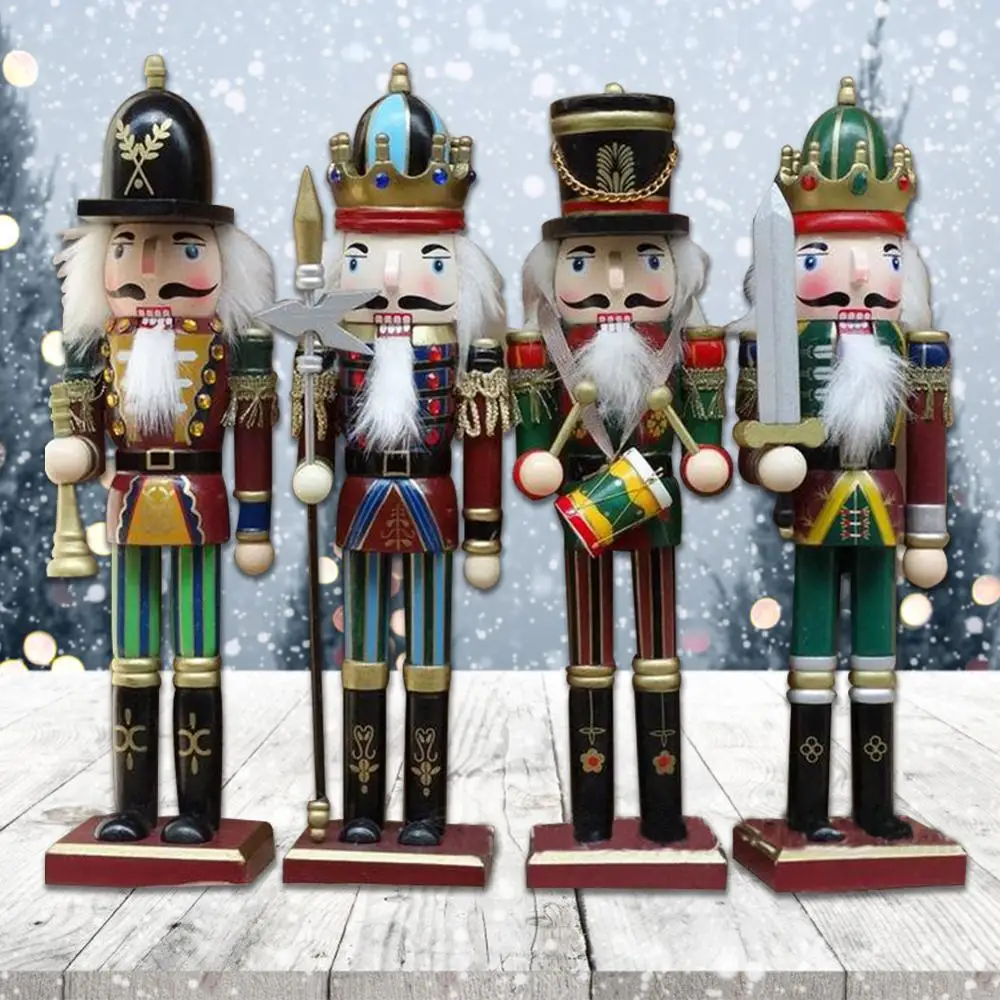 

30CM Wood Innovative Gift Crafts Handmade Painted Nutcracker Puppets 4Pcs/set